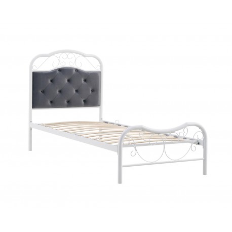 FABRIZIA 90x200 metalseng - Grå / Hvid