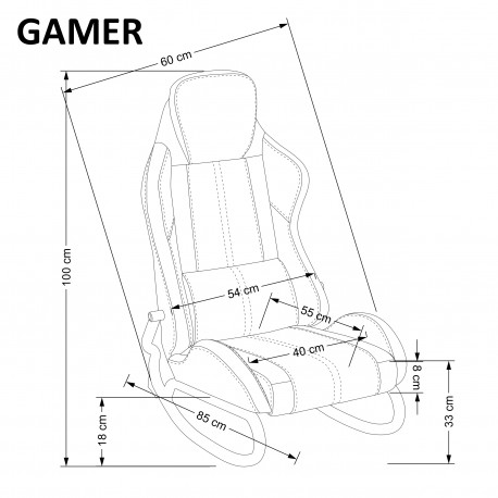 GAMER stol, Sort/rød