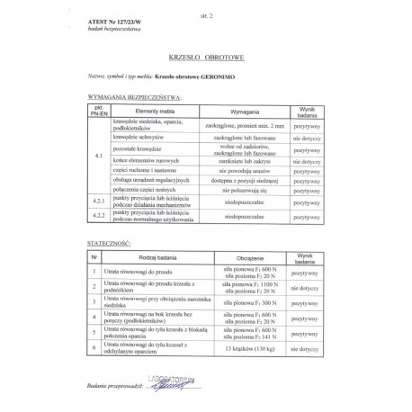 GERNIMO stol, Sort