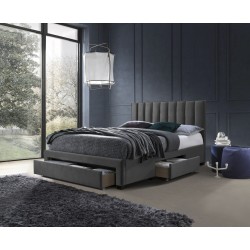 GRACE 160x200cm velour seng med skuffer - Grå Velour