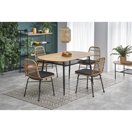 JACKSON bord, - bordplade - gylden eg, ben - Sort