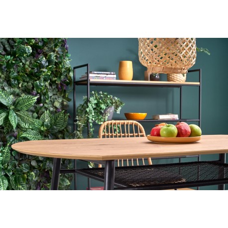 JACKSON bord, - bordplade - gylden eg, ben - Sort