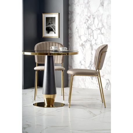 MOLINA Rundt spisebord, Sort marmor / Sort / guld