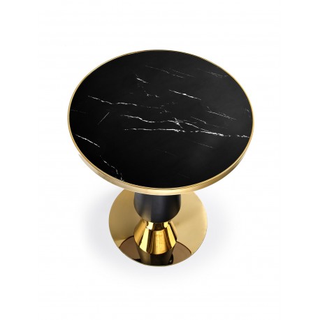 MOLINA Rundt spisebord, Sort marmor / Sort / guld