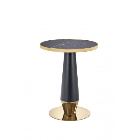 MOLINA Rundt spisebord, Sort marmor / Sort / guld