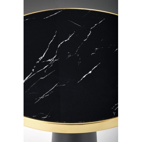 MOLINA Rundt spisebord, Sort marmor / Sort / guld