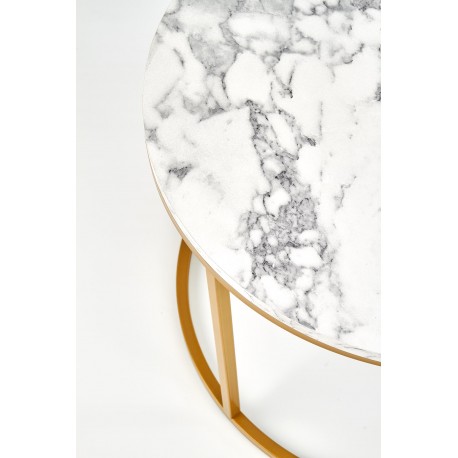 PAOLA Sofabordsæt marmor look / Guld