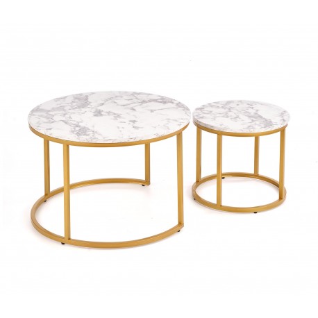 PAOLA Sofabordsæt marmor look / Guld