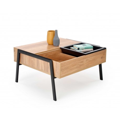 PODIUM, sofabord, Naturlig / Sort