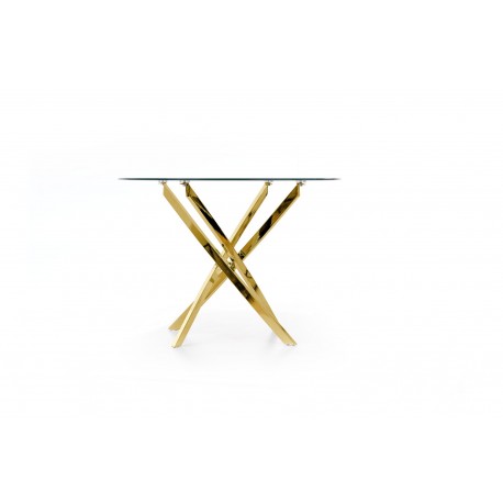 RAYMOND bord, - glas - transparent, ben - guld