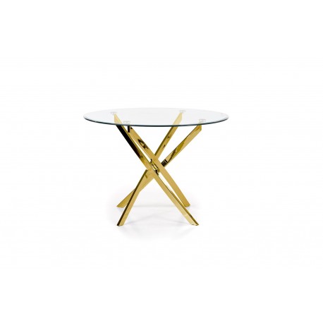 RAYMOND bord, - glas - transparent, ben - guld