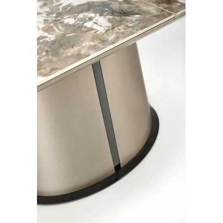 ROBINSON Spisebord med udtræk, Beige marmor / Cappuccino / Sort