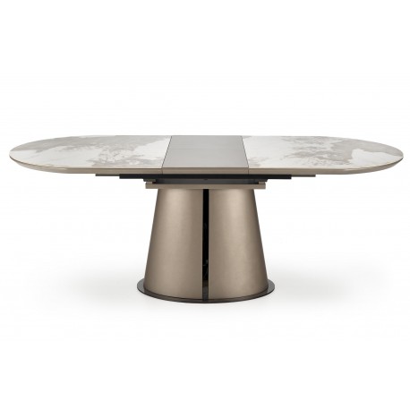 ROBINSON Spisebord med udtræk, Beige marmor / Cappuccino / Sort