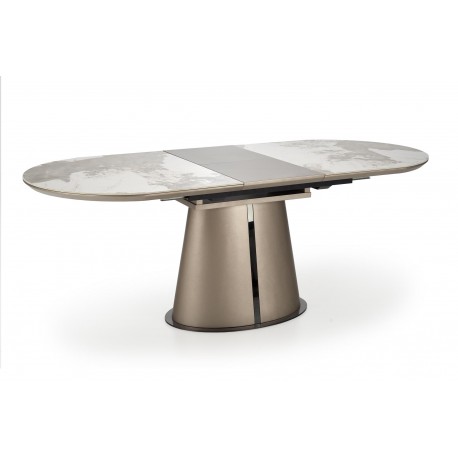 ROBINSON Spisebord med udtræk, Beige marmor / Cappuccino / Sort