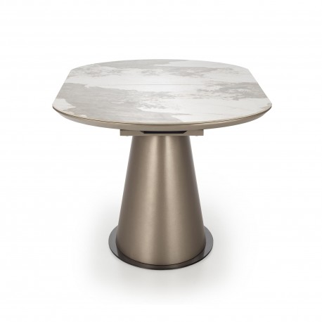 ROBINSON Spisebord med udtræk, Beige marmor / Cappuccino / Sort