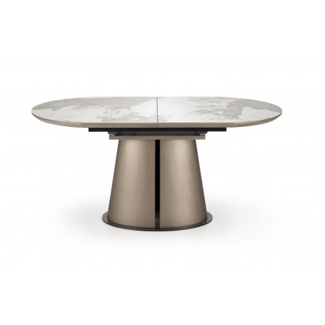 ROBINSON Spisebord med udtræk, Beige marmor / Cappuccino / Sort