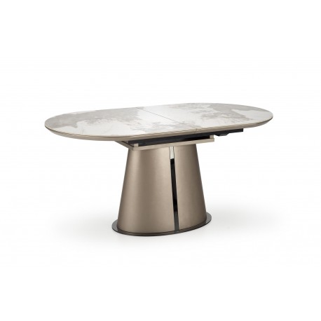 ROBINSON Spisebord med udtræk, Beige marmor / Cappuccino / Sort
