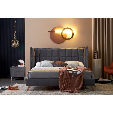 SCANDINO 160x200 seng - Grå Velour