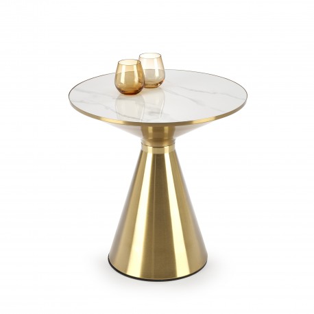 TRIBECA sofabord, Hvid marmor / guld