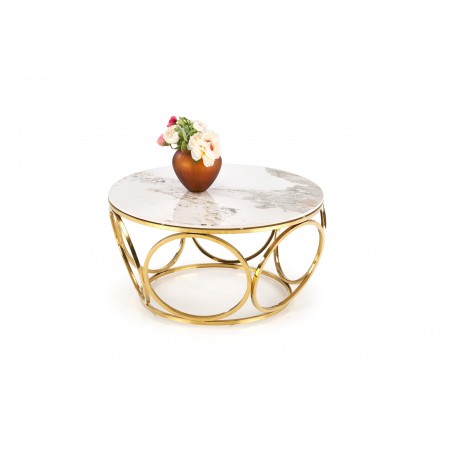 VENUS 2 sofabord, Hvid marmor / guld