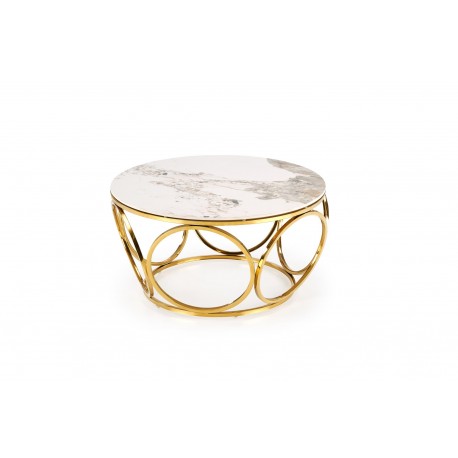 VENUS 2 sofabord, Hvid marmor / guld