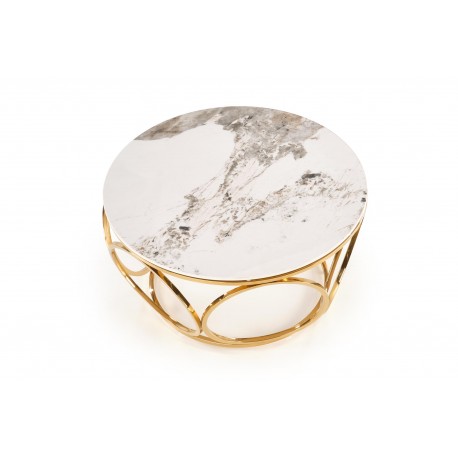 VENUS 2 sofabord, Hvid marmor / guld
