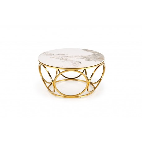 VENUS 2 sofabord, Hvid marmor / guld