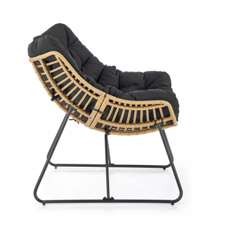 WHISPER lounge stol, Sort/Naturlig