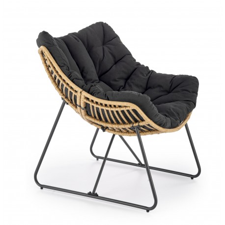 WHISPER lounge stol, Sort/Naturlig