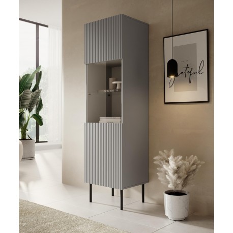 ASENSIO KM-1 udstillingskabinet, lyseGrå / Sort