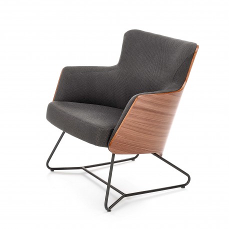 CHILLOUT lænestol MørkeGrå / amerikansk Valnød, ben - Sort