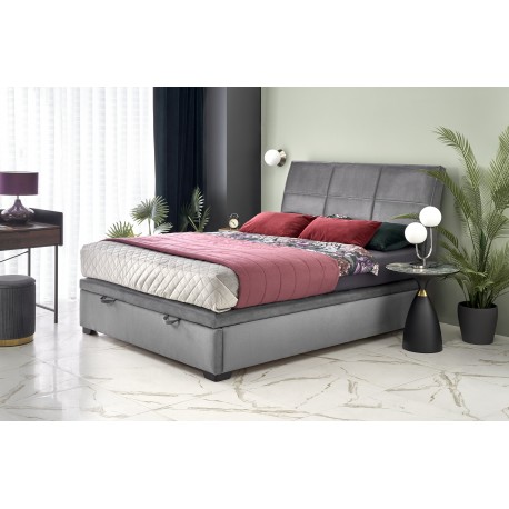 CONTINENTAL 2 160x200 seng med opbevaring Grå velour Monolith 85