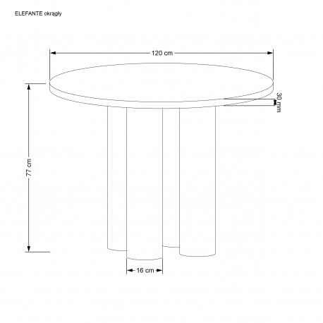 ELEFANTE Rundt spisebord, Naturlig eg