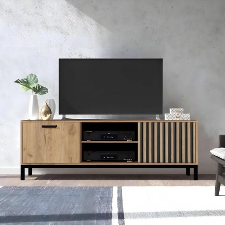 LAMINO TV bord 180cm - craft eg og Sort