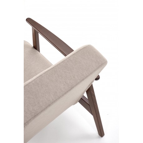 MILANO 1S, lænestol, Beige CASTEL#15 / mørk Valnød