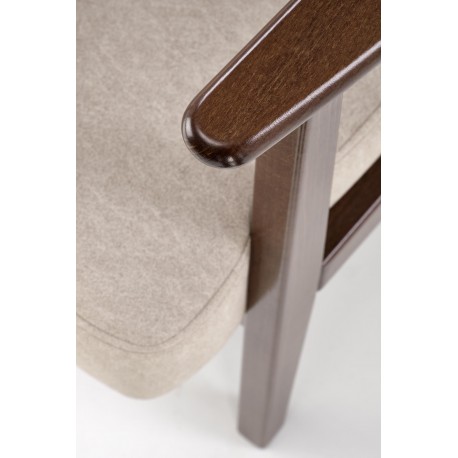 MILANO 1S, lænestol, Beige CASTEL#15 / mørk Valnød