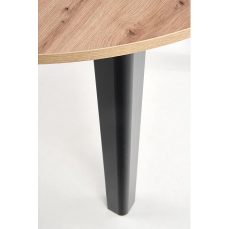 RINGO Rundt spisebord med udtræk 102cm udvides til 142cm - kunstig eg / Sort