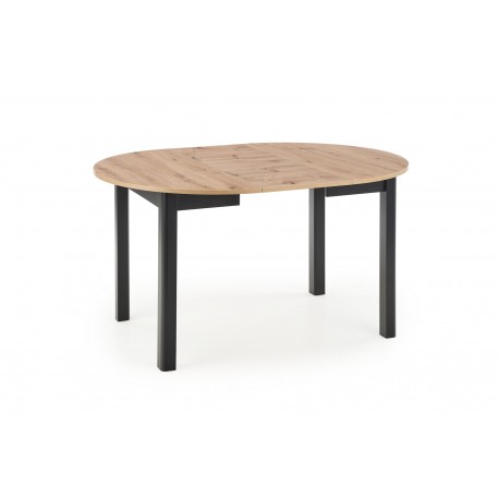RINGO Rundt spisebord med udtræk 102cm udvides til 142cm - kunstig eg / Sort