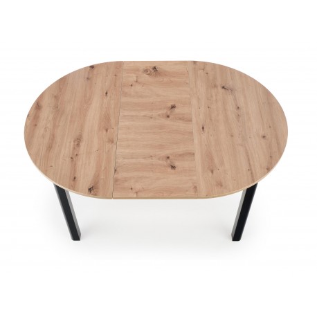 RINGO Rundt spisebord med udtræk 102cm udvides til 142cm - kunstig eg / Sort