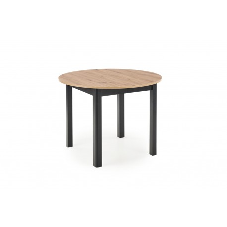 RINGO Rundt spisebord med udtræk 102cm udvides til 142cm - kunstig eg / Sort