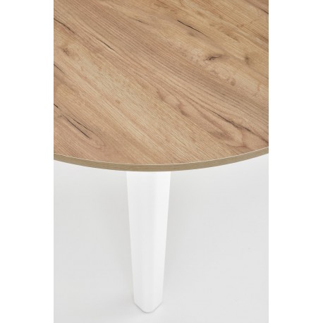 RINGO Rundt spisebord med udtræk 102cm udvides til 142cm - Håndværk eg og Hvid