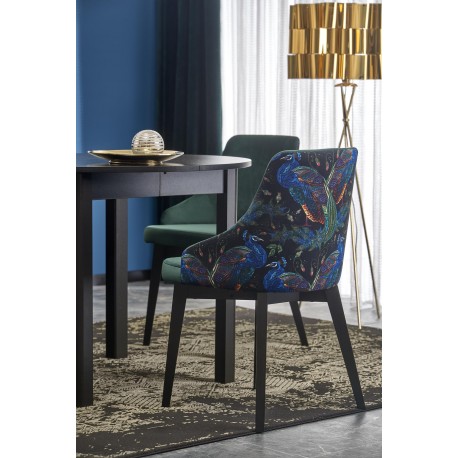 RINGO Rundt spisebord med udtræk 102cm udvides til 142cm - Sort