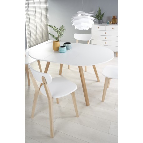 RUBEN Rundt spisebord med udræk 102cm udvides til 142cm - Hvid