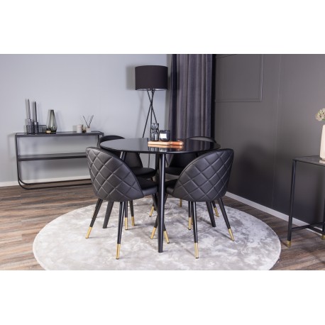 Rundt Spisebordssæt Plaza med stole i Velour