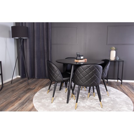Rundt Spisebordssæt Plaza med stole i Velour