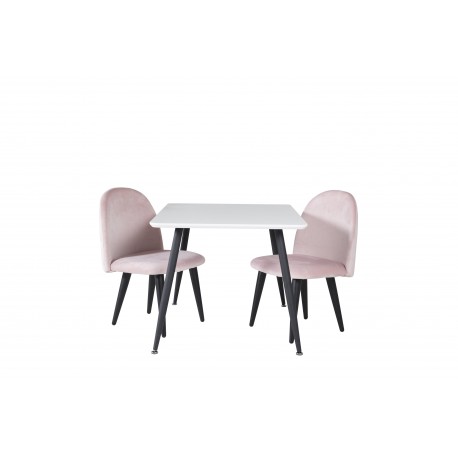Børne Spisebordssæt Polar 60 x 80 cn med 2 Spisebordsstole i Rosa Velour