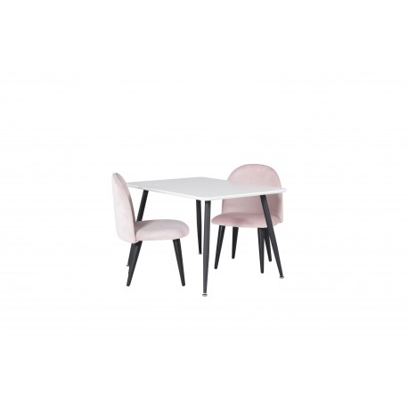 Børne Spisebordssæt Polar 60 x 80 cn med 2 Spisebordsstole i Rosa Velour
