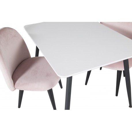 Børne Spisebordssæt Polar 60 x 80 cn med 2 Spisebordsstole i Rosa Velour
