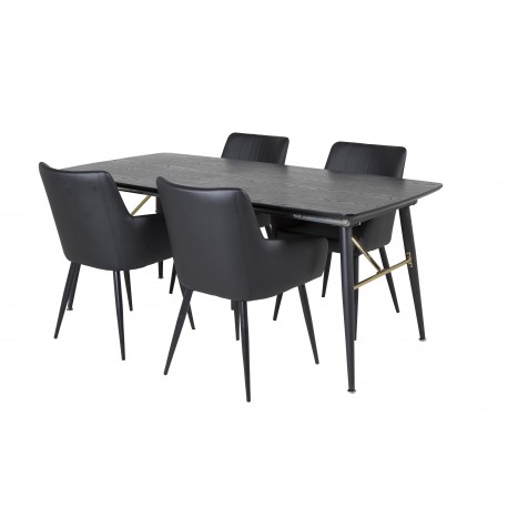 Spisebordssæt Guld med Spisebordsstole Komfort