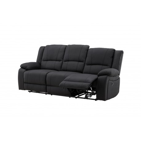 SINGAPORE 3 pers, recliner sofa med indbygget skammel - sort